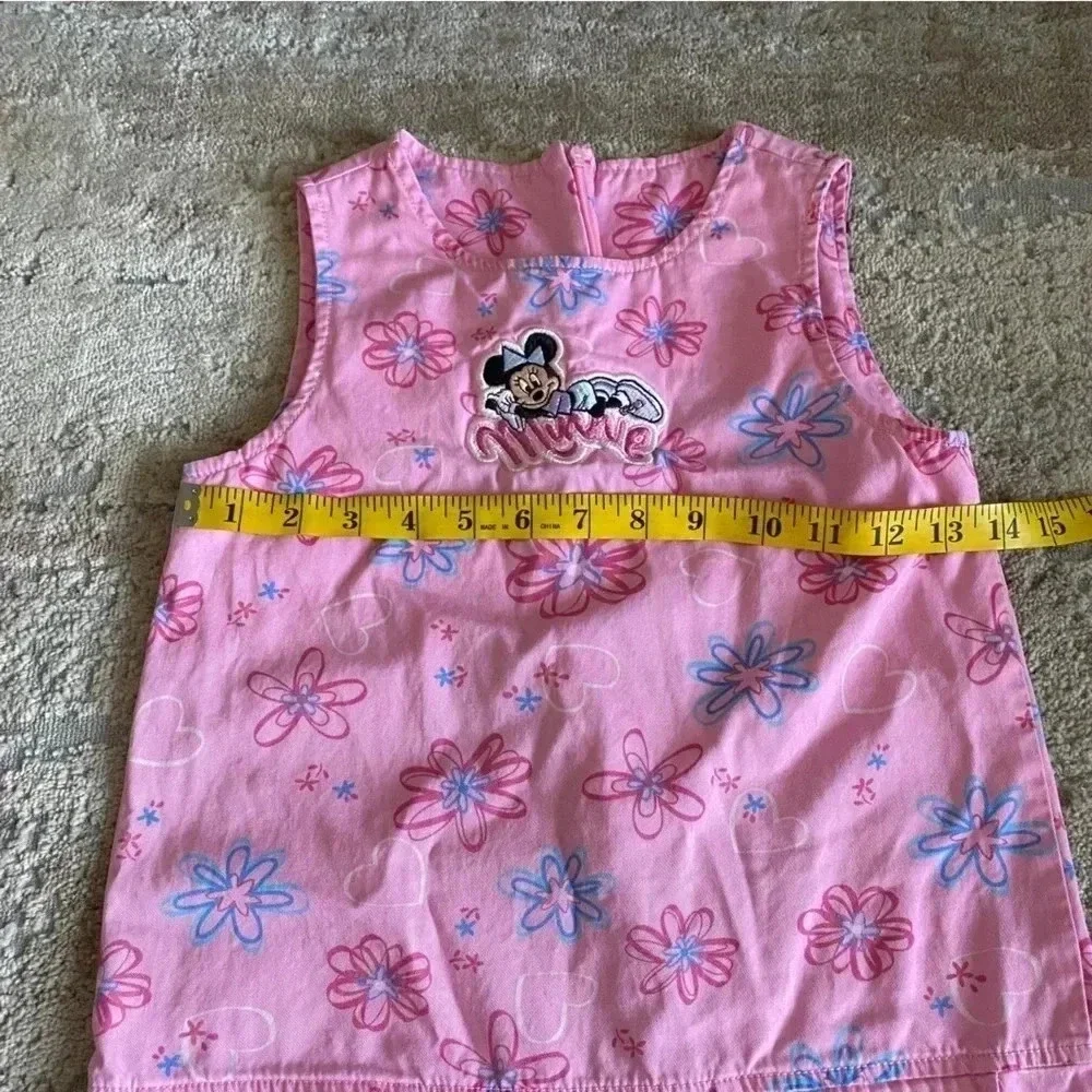 Disney Store Vintage 90s Rare Pink Cotton Floral Dress Minnie Embroidered: Med